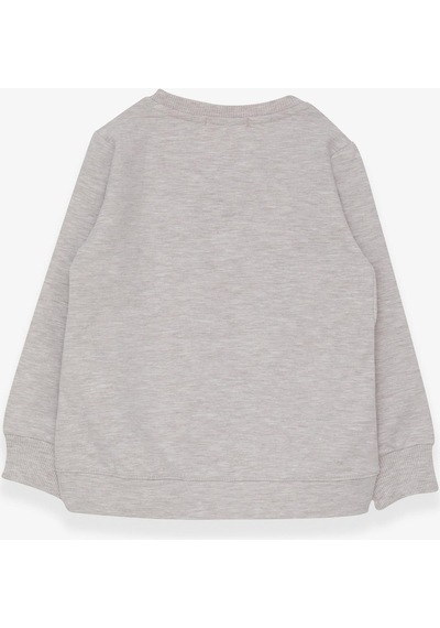 Breeze Kız Çocuk Sweatshirt Pullu Kız Baskılı 3-8 Yaş, Bej Melanj-bej Melanj Bej Melanj