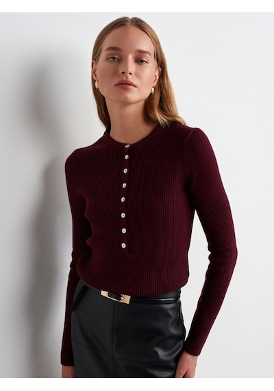 Dilvin 10819 Yün Karışımlı İnce Triko-bordo M. Bordo M.