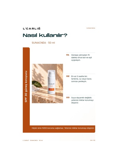 L'carlıe Sunacnea Güneş Kremi Spf 30 Yüz 50 Ml