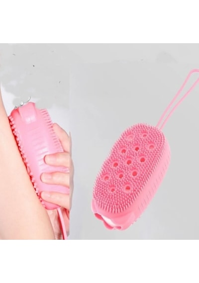 2 Adet Süngerli Silikon Banyo Kesesi Hazneli Vücut Kesesi Masajlı Yumuşak Duş Lifi