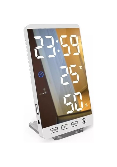 Upway 6 İnç Dijital Aynalı Led Ekran Masa Saati Alarm Sıcaklık Nem Usb Diğer