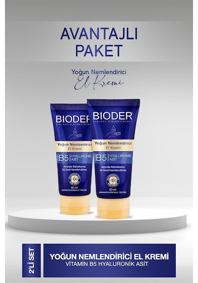 Bioder Yoğun Nemlendiricili El Kremi 50 Ml 2 Adet