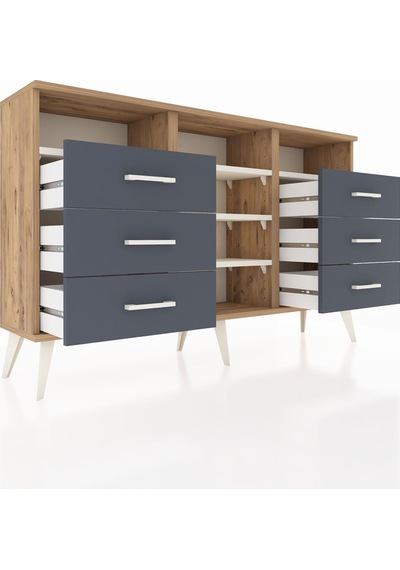 Arges Konsol 5 Raflı 6 Çekmeceli 132x30x83 Çam-aytaşı/antrasit Aytaşı/antrasit Arges Konsol 5 Raflı 6 Çekmeceli 132x30x83 Çam-aytaşı/antrasit Aytaşı/antrasit