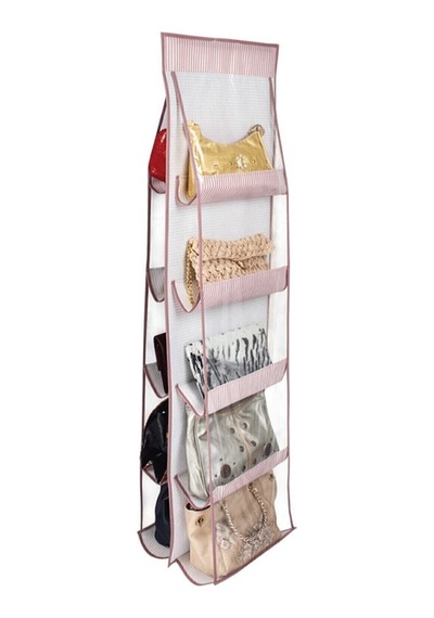 Çanta Saklama Organizeri - 10 Cepli Çanta Düzenleyici - 125x37cm Plastik Gri Diğer