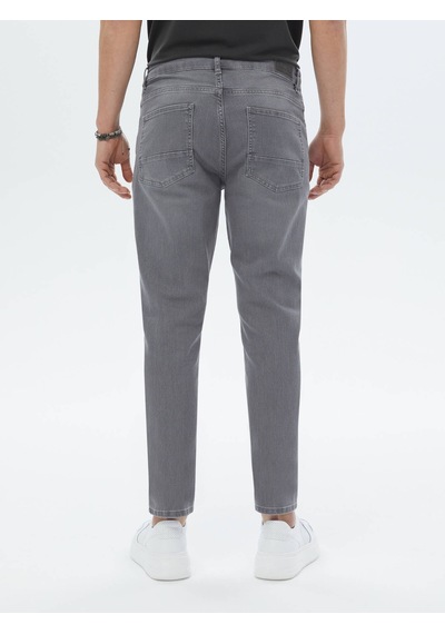 Kip Gri Slim Fit Denim Pamuk Karışımlı Pantolon Çok Renkli