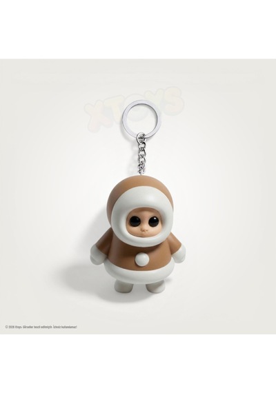 Eskimo Figürü Anahtarlık, Hediyelik Çanta Aksesuarı Ve Hareketli Oyuncak Iglu Kahverengi