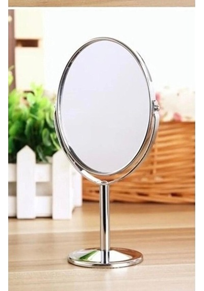 Mercansa Sonx Oval Masaüstü Ayaklı 360 Dönebilen, İşyeri, Seyahat İçin Mini Krom Ayna 15x25cm