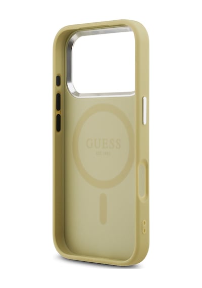 Apple Uyumlu iPhone 17 Pro Kılıf Guess Lisanslı M-safeli Metal Kamera Çerçeveli Üçgen Logolu Glitter Gold Gold