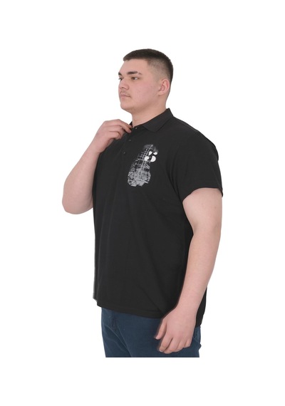 Mode Xl Büyük Beden Erkek T-shirt Polo Sail Boat U25302 Siyah Siyah