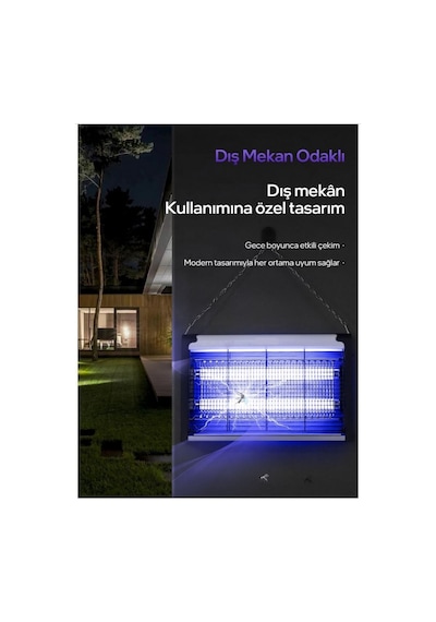 Aqm01 Çift Ampullü Elektrikli Sineklik Sivrisinek Kovucu Yakalama Cihazı 30 M² Etki Alanı Dış Mekan