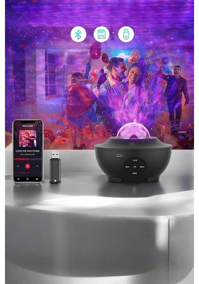 Cj Çocuklara Özel Şarjlı Bluetooth Hoparlör Parti Led Lambası Yıldızlı Projeksiyon