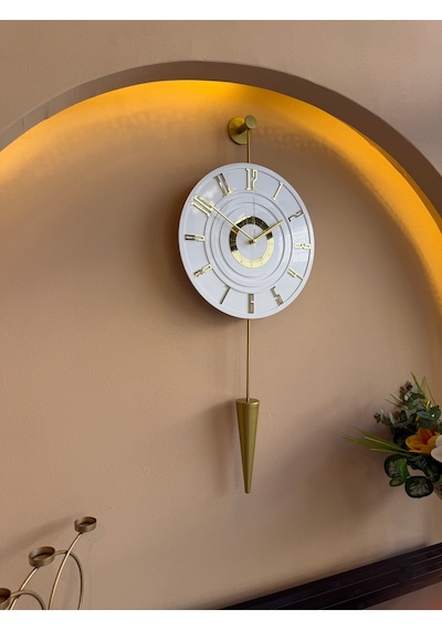 Metaquartz Aksesuar Gold - Galileo - Elegant Series Ledli Duvar Saati Gold