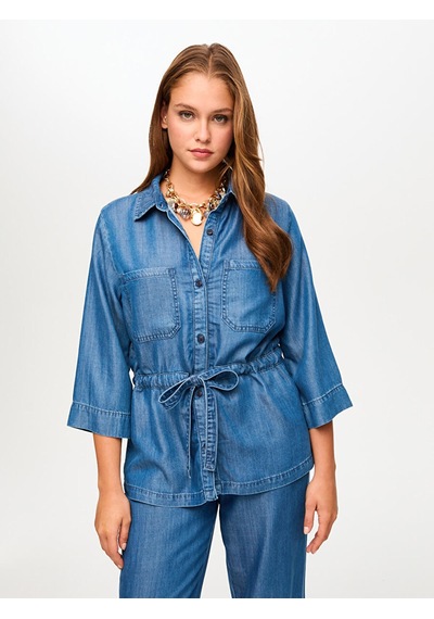 Faik Sönmez Beli Tünelli 3/4 Kol Liyoselli Jean Gömlek S26jgm001 Us26jgm00127 İndigo