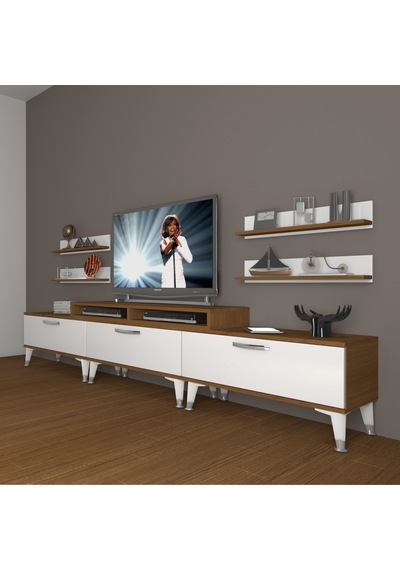Decoraktiv Ekoflex 270r Slm Silver Tv Ünitesi Tv Sehpası Ceviz - Beyaz