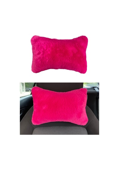 Yumuşak Peluşlu Ortopedik Araba Seyahat Boyun Yastığı Tekli Fuşya Pembe Çok Renkli