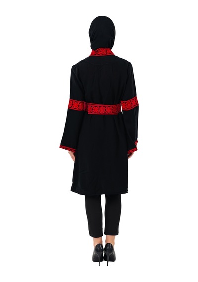 Zaytoon Filistin Kırmızı Nakışlı Siyah Filistin Kısa Kaban Abaya C100053 Kırmızı-siyah Zaytoon Filistin Kırmızı Nakışlı Siyah Filistin Kısa Kaban Abaya C100053 Kırmızı-siyah