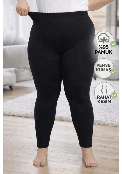 Büyük Beden Ağlı Penye Tayt Extra Büyük Beden , Rahat Kalıp,yüksek Bel. SiYAH