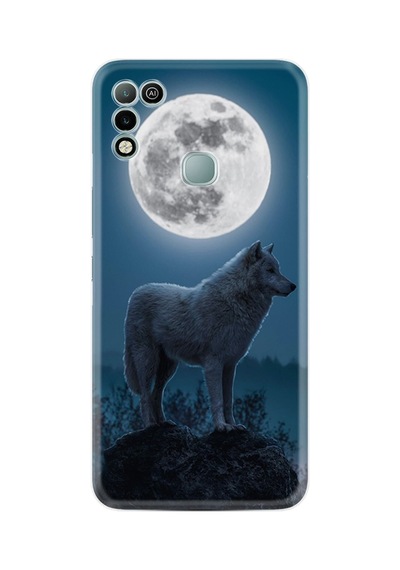 Infınıx Hot 11 Play Kılıf Resimli Desenli Silikon Platinium Series Wolf Moon 1857