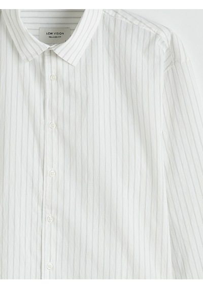 Lcw Vision Gri Regular Fit Çizgili Poplin Erkek Gömlek