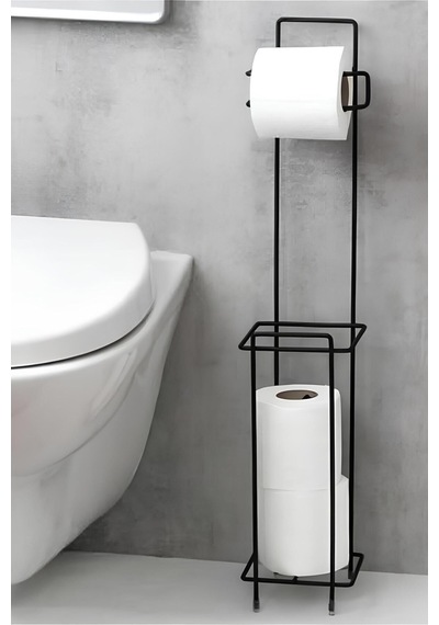Buççin Online Mağaza Wc Banyo Tuvalet Ayaklı Kağıtlık Yedekli Tuvalet Kağıtlığı Mat Siyah Vc Krom Siyah Çok Renkli
