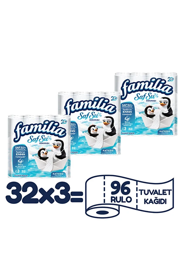 Familia Saf Su Dokunuşu Tuvalet Kağıdı 32 Rulo X 3 Adet