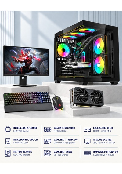 Symoon SYMOONPC0292 i5-13400F 8 GB 16 GB 500 GB SSD RTX5060 24.5" Dos Masüstü Oyuncu Bilgisayarı