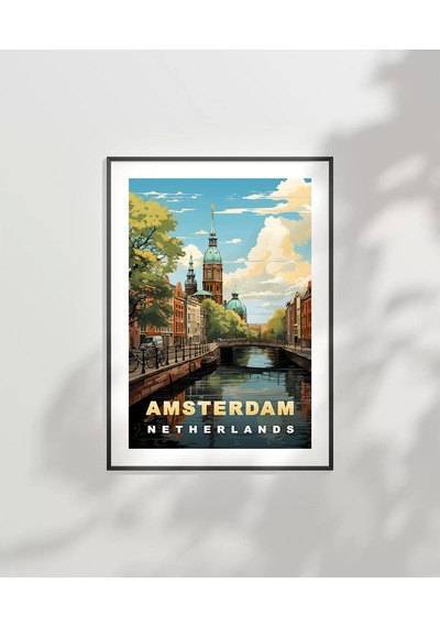 Çerçevesiz Poster Amsterdam In İkonik Kanalları