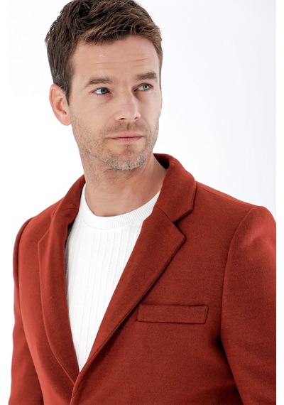 İmza Kiremit Kaşe Mono Yaka Kapitoneli Astar Slim Fit Dar Kesim Klasik Kaban 1008235171-Kiremit İmza Kiremit Kaşe Mono Yaka Kapitoneli Astar Slim Fit Dar Kesim Klasik Kaban 1008235171-Kiremit