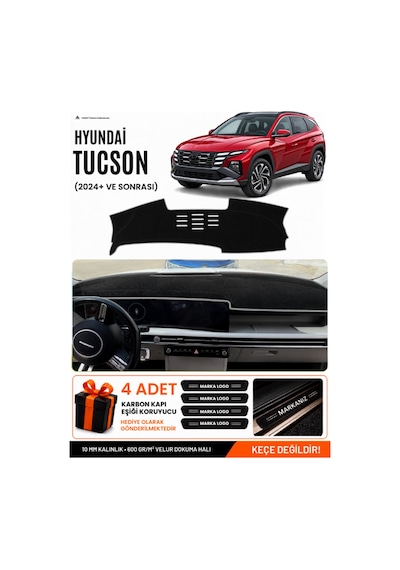 Hyundai Tucson 2024+ Sonrası Uyumlu Torpido Örtüsü, Torpido Kılıfı - Siyah-gri - Hu039