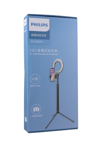 Philips 2in1 Tripod Standlı Youtube Tiktok Selfie Çekim Işıklı Telefon Tutucu - Makyaj Işığı Dlk3621n/93 A