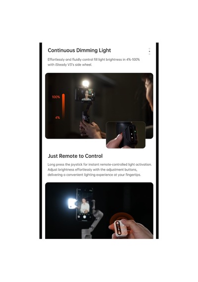 İsteady V3 Gimbal Akıllı Telefon İçin 3 Eksenli Stabilizatör, Manyetik Aı İzleyici, Dolum Işığı, Çıkarılabilir Kontrolör, Entegre Uzatma Çubuğu Ve Canlı Yayın Ve Vlog İçin Tripod