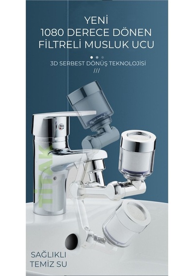 Titak Yeni Filtreli 1080 Derece Dönebilen Krom Kaplama Musluk Ucu