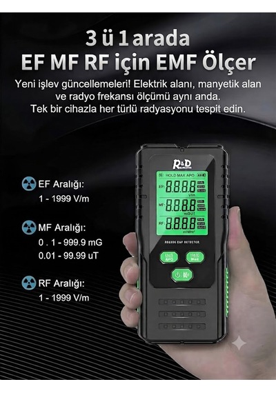 Radyasyon Lcd Test Algılama Sar Manyetik Alan Ölçüm Cihazı Elektromanyetik Yoğunluk Ölçme Tarama Dedektörü