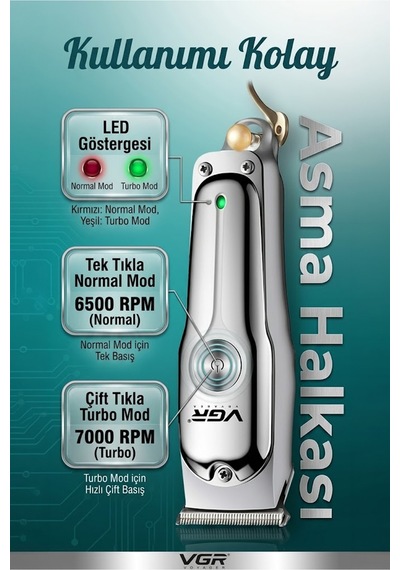 Tıraş Makinesi V-071 & V-355 - 7000 Rpm T-bıçak Trimmer Ipx6 Folyo - 2'li Berber Seti