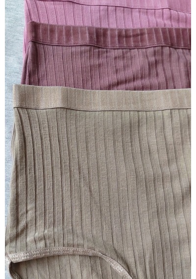 Sensu Kadın Fitilli Soft Renkler 5'li Yüksek Bel Külot Set - Kts3054 Karışık
