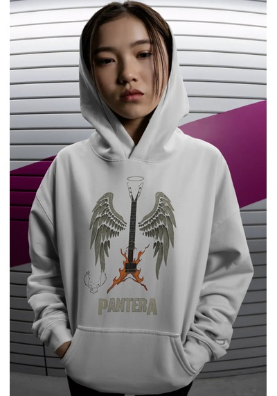 Sevbano Pantera Rock Metal Müzik Grubu Sırt Baskılı Unisex Oversize Premi beyaz