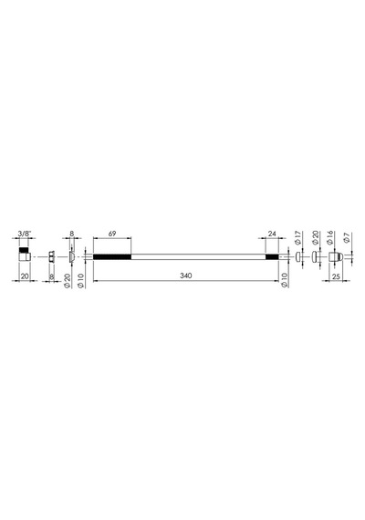 Boden Komple Metal-krom Uçlu 340 Mm Taharet Çubuğu