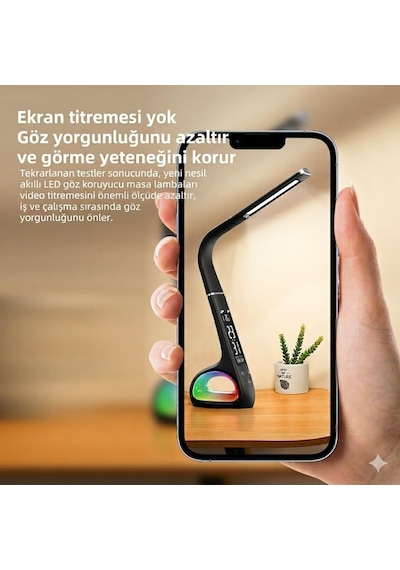 Taşınabilir Ticaret Led Masa Lambası, Rgb Aydınlatma, Akıllı Va Ekran, Dokunmatik Ayar, Göz Koruma Özellikli, 1200mah Şarjlı Pil, 3 Renk Seçeneği İle Çalışma Lambası S2311 Siyah Diğer