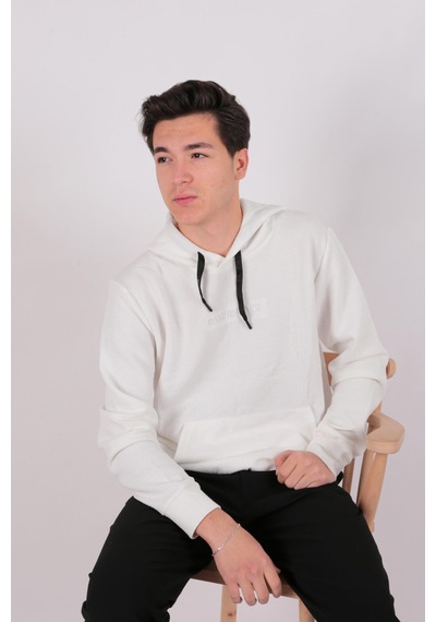 Five Pocket Fp24b2124 Erkek Kapşonlu Kanguru Cepli Sweatshirt Off White