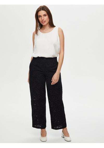 Faik Sönmez Wide Leg Fit Brode Nakış Detaylı Pantolon S25pnt039 Us25pnt03910 Siyah