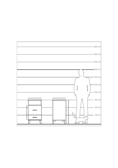 Kronos Komodin Tek Raflı 2 Çekmeceli 44x59x80 Çam-antrasit Atlas Çam