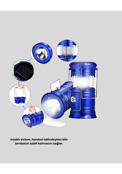 Mey İthalat Güneş Enerjisiyle Çalışan Kamp Feneri Hafif Portatif Uzun Ömürlü