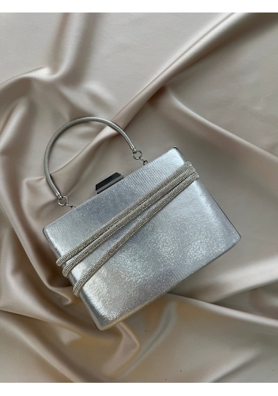 Öznora Silver Taşlı Metal Kulplu Abiye Çanta Std
