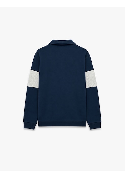 Koton Uzun Kollu Üç İplik Şardonlu Renk Bloklu Yarım Fermuarlı Polo Yaka Baskılı Sweatshirt Lacivert 7wam70031mk Koton Uzun Kollu Üç İplik Şardonlu Renk Bloklu Yarım Fermuarlı Polo Yaka Baskılı Sweatshirt Lacivert 7wam70031mk