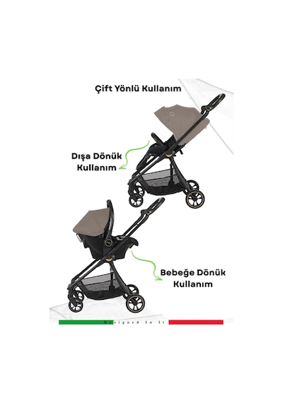 Prego Toronto Plus 2232 Çift Yönlü Katlanabilen Travel Sistem Bebek Arabası 22 Kg Taşıma Kapasitesi Kahve
