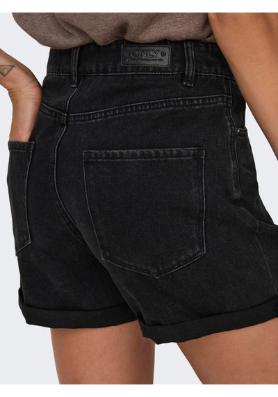Only Onlvega Hw Mom Dnm Shorts Noos Kadın Siyah Denim Şort - 15230571