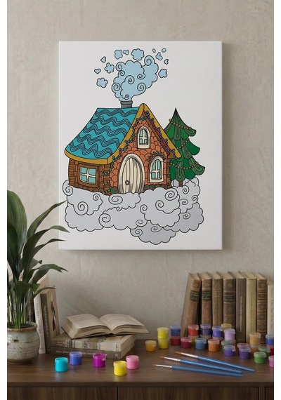 Ev Desenli Mandala Tuval Boyama Seti 40x50 Cm