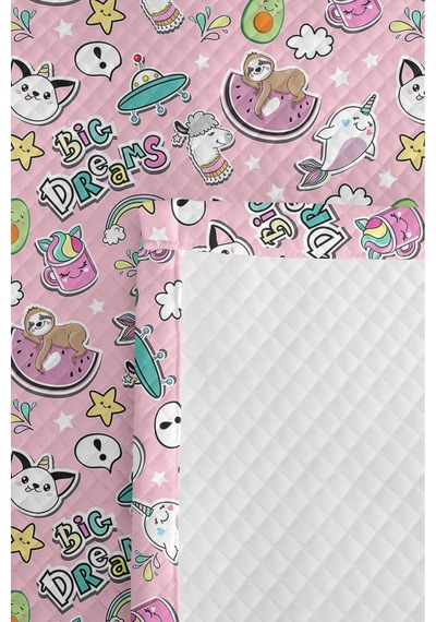 Evimde Bambaşka Pembe Unicorn Kız Çocuk Pike Takımı - Pastel Gökkuşağı Bebek Odası Mevsimlik Yatak Örtüsü-160x220 CM Evimde Bambaşka Pembe Unicorn Kız Çocuk Pike Takımı - Pastel Gökkuşağı Bebek Odası Mevsimlik Yatak Örtüsü-160x220 CM