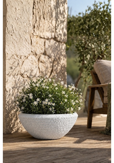 Bostann Dekoratif Saksı - Boho 280 - 40l - Beyaz
