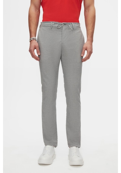 D's Damat Ds Damat Slim Fit Gri Beli Lastikli Bağcıklı Fermuarlı Likralı Rahat Jogger Pantolon 2HC03ORTJGR01 Gri